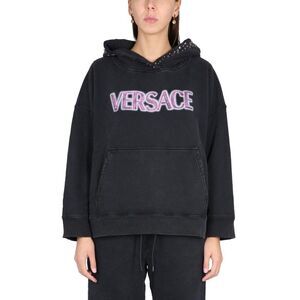 VERSACE Studded Logo Hoodie Women BLACK Sweaters & Knitwear